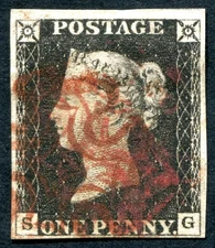 SG2 1840 1d Black plate 3 SG F/U