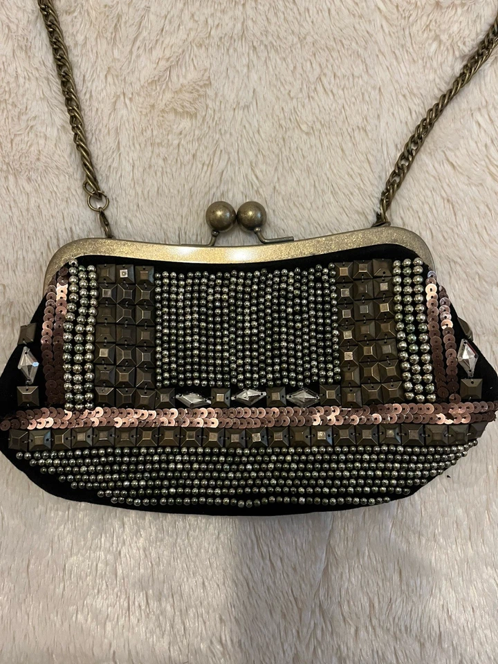 Elegante bolso de noche con cuentas Chico’s correa de cadena bolso sin asas cartera vintage Foto 4 de 4