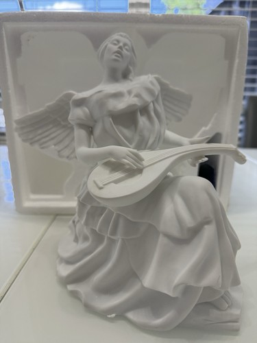 Vintage Winter Silhouette - Dept. 56 Kneeling Angel W/mandolin - Picture 1 of 9