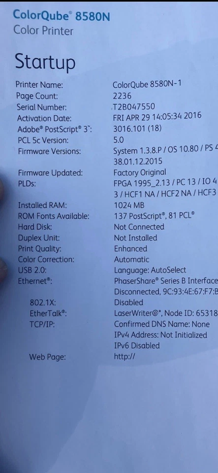 Xerox ColorQube 8580N *2236 Lifetime Impressions* Comes With Ink - Image 3 of 3