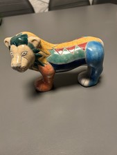 STUNNING FENIX SOUTH AFRICAN RAKU POTTERY LARGE LION COLOURFUL FIGURINE EX CON