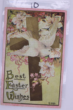 Embossed Easter Postcard Dove Cross Flowers R. Hall Seattle 1910