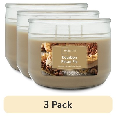 3-Pack Bourbon Pecan Pie Scented Three Wick Candles, 11.5 Ounce Each