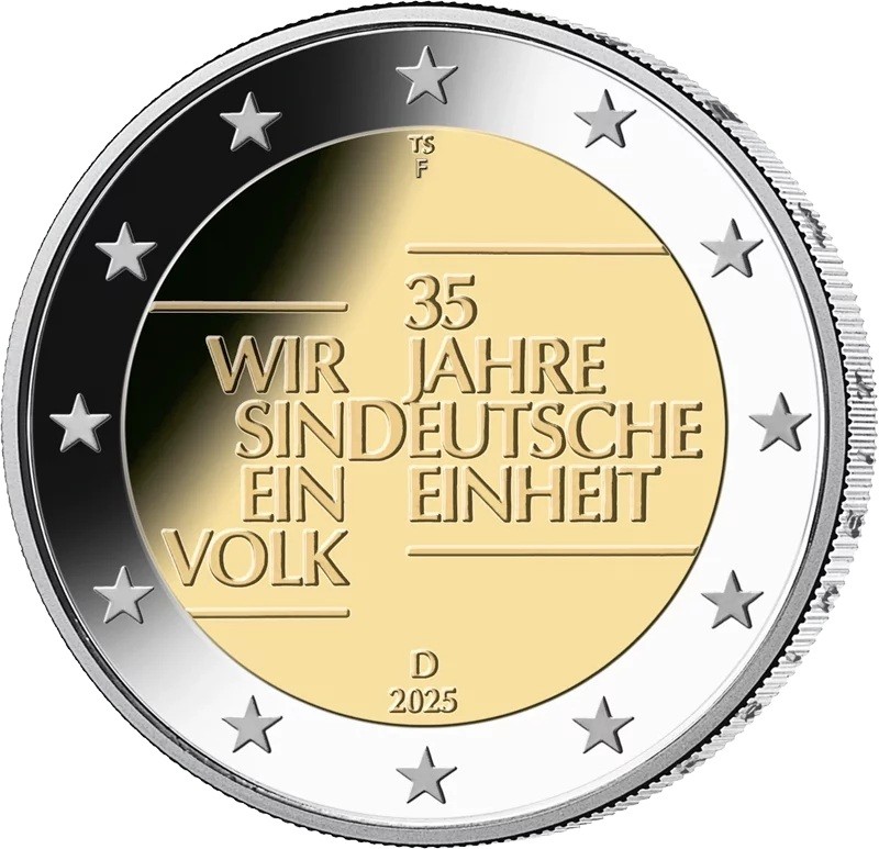 2 Euro Allemagne 2025 35 Ans D'Unité Allemande Mz. F (Stuttgart)