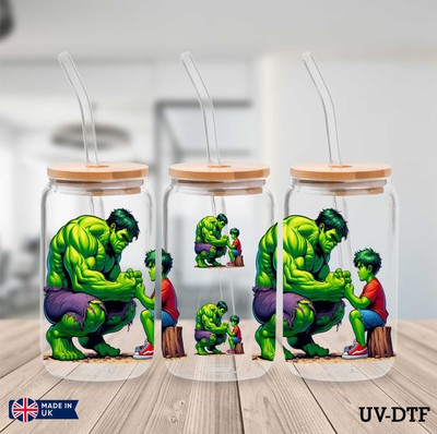 Hulk and Son UV DTF Aufkleber - 16oz Libbey Dose Glasfolie zp997