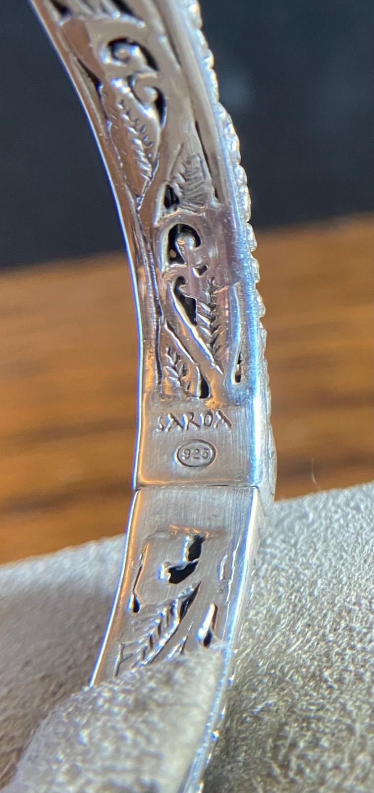 Sarda,Bali Handcrafted,Gorgeous,Sterling Cuff Bracelet in Frangipani Motif- 6.25