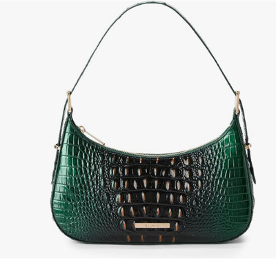 Brahmin Kyrie Evergreen Ombre Melbourne Croc Embossed Leather Shoulder Bag NWT