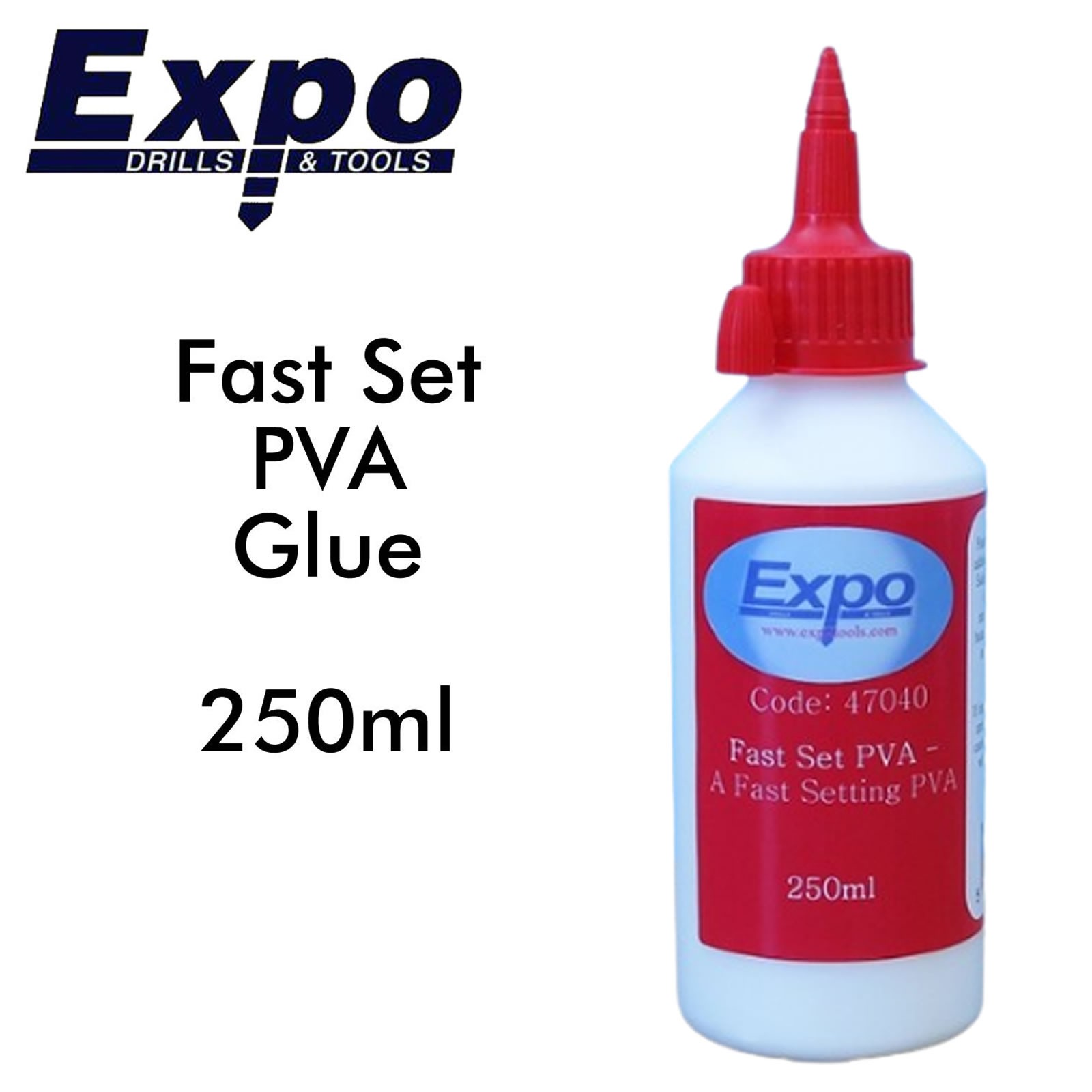 FAST SET PVA White Craft/Hobby Glue Dries Clear 250ml bottle EXPO TOOLS 47040
