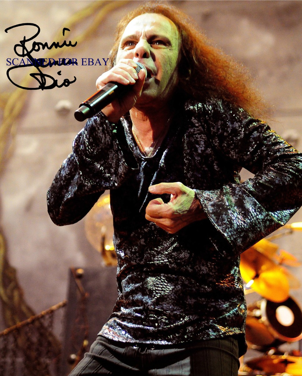RONNIE JAMES DIO SIGNED AUTOGRAPH 8x10 RP PHOTO BLACK