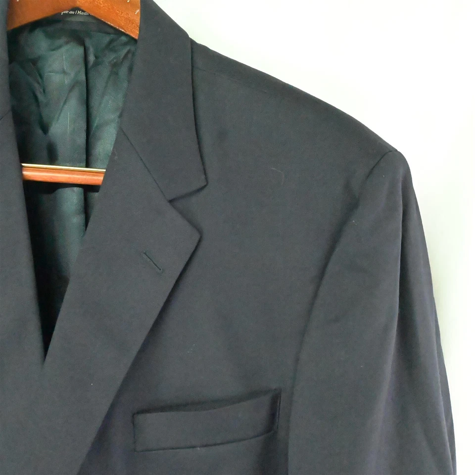 Botany 500 48R Navy Blue Gold 2 Button Wool Mens Blazer Suit Jacket Sport Coat - Image 2 of 4