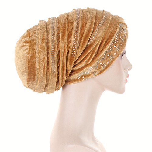 Women Velvet Hijab Chemo Cap Muslim Turban Cancer Hat Wrap Headscarf Baggy Cover - Picture 18 of 60