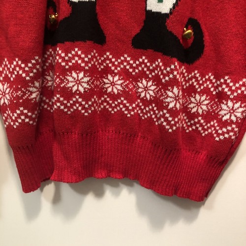 Merry Elfin' Christmas Well Worn Holiday Sweater Ugly Christmas Sweater Large - Picture 11 of 16