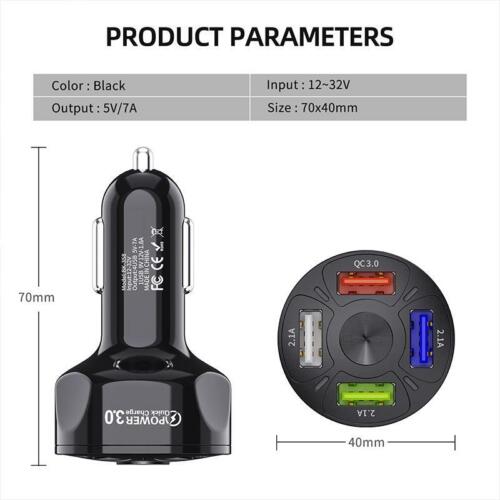 FAST CAR CHARGER 4 USB Port 12V/32V Fast Adapter 7A Universal Socket Adapter - Picture 7 of 13