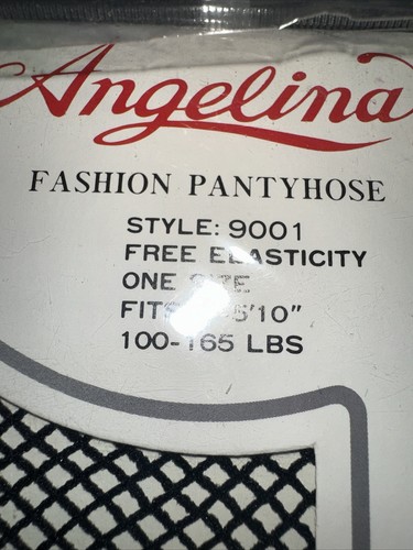 Angelina Full Black Fishnet Pantyhose One Size to 5'10’& 165lbs Nylon Fishnets - Picture 3 of 3