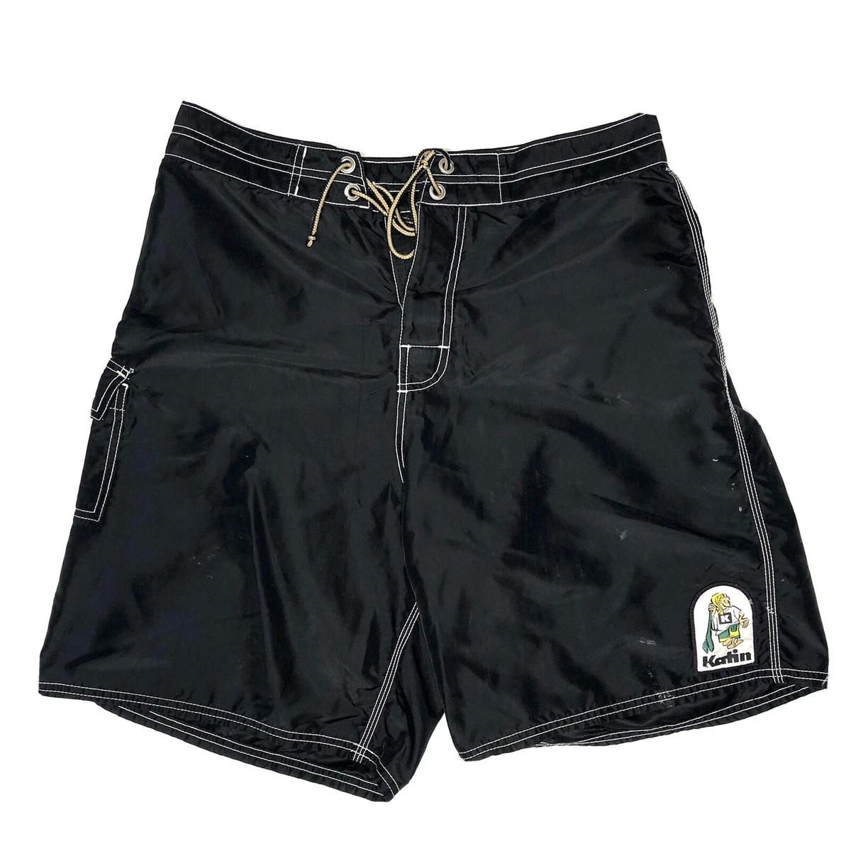 Vintage Katin Custom Surf Trunks Black Board Shorts Black Men s Size 32