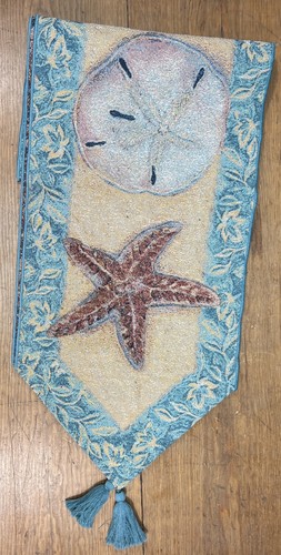 Susan Winget Costal Blues Table Runner Tapestry 13 x 72 in Seashells - Picture 6 of 7
