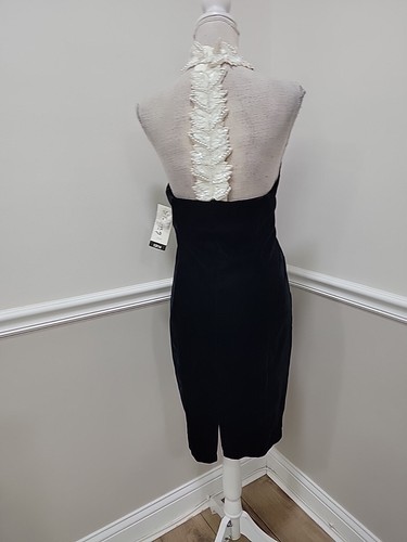 VTG '80 Stenay Coctail Pencil Black Velvet Halter Dress /Sequins Collar/NWT/L? - Picture 7 of 13