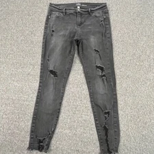 New York & Co SoHo Ankle Jeans Size 8 (28x26) Distressed Black Denim