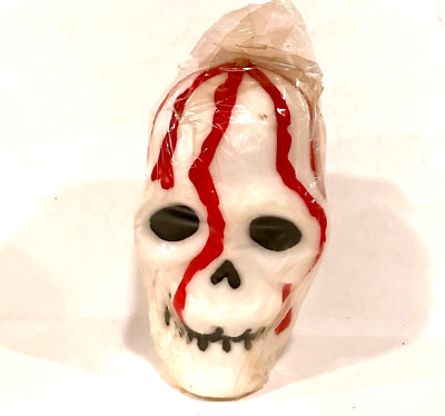 Vintage Bleeding Skull Wax Candle Halloween Goth Robert Alan Candle Co. 5 1/4''