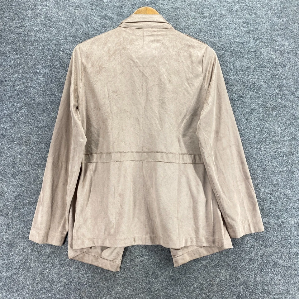 Cavalini Jacket Women M Medium Beige Collared Open Front Long Sleeve Pockets - Image 2 of 4