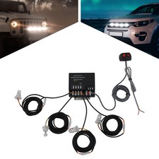 4 PACK HID Hazard Strobe Lights Kit White Emergency Warning Hideaway 80W DC 12V