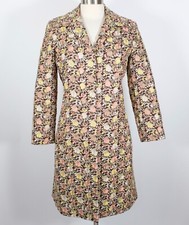 BIYA Johnny Was long coat jacket sz S linen floral roses embroidered brown