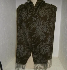 Cejon Women's Scarf Brown/Silver Print One Size New !!!!!
