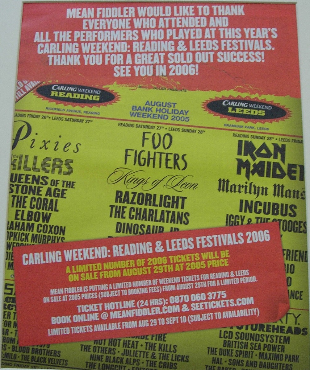 READING FESTIVAL+2005+IRON MAIDEN+FOO+ORIGINAL+POSTER+AD+FRAMED+
