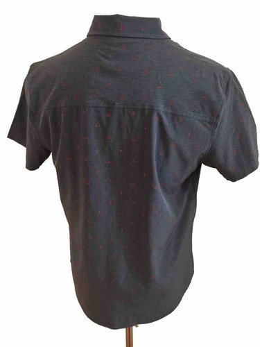 Alpine Design Shirt Button Front Men S/S Stretch Hike Flags Trees Pattern Gray L - Picture 4 of 11
