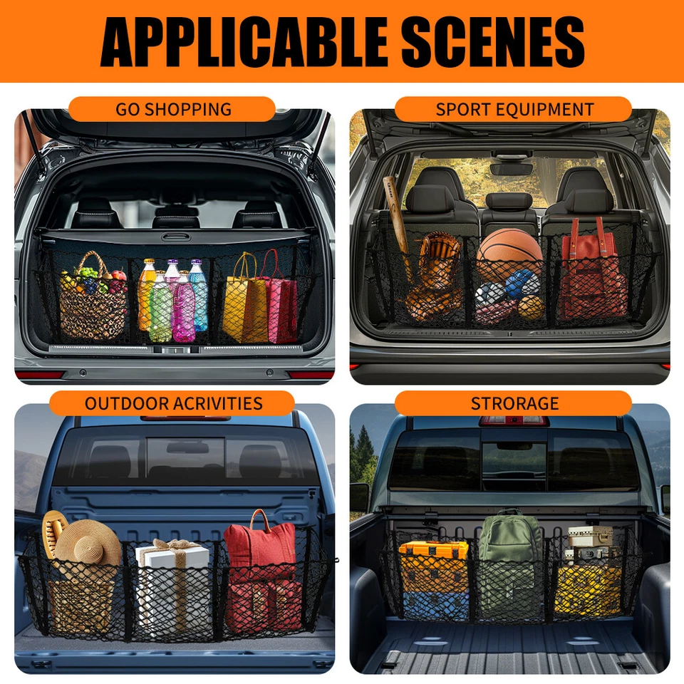 Malla maletero plataforma 3 bolsillos carga almacenamiento para camioneta Nissan Frontier Foto 3 de 4