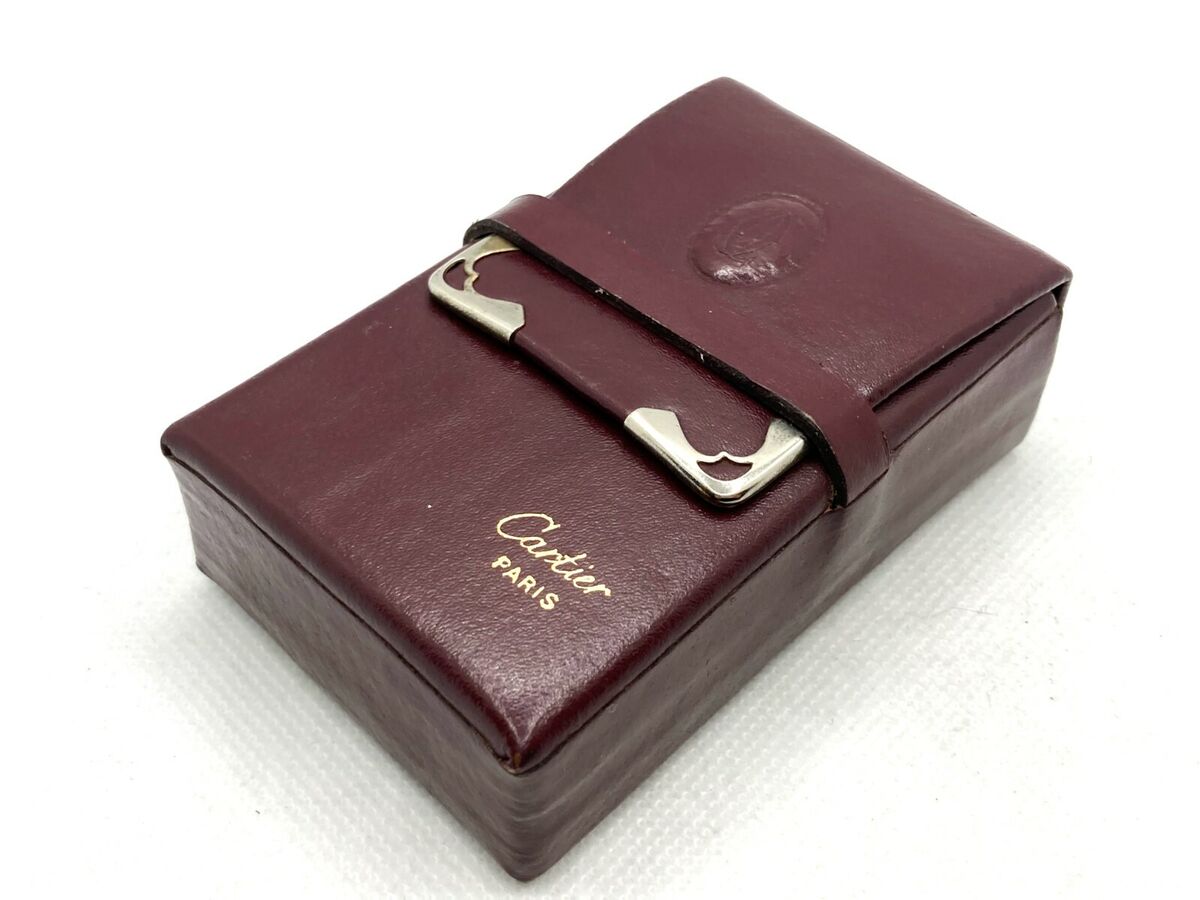 Auth Vintage CARTIER Logo Leather Square Cigarette Case Auth Vintage CARTIER Logo Leather Square Cigarette Case