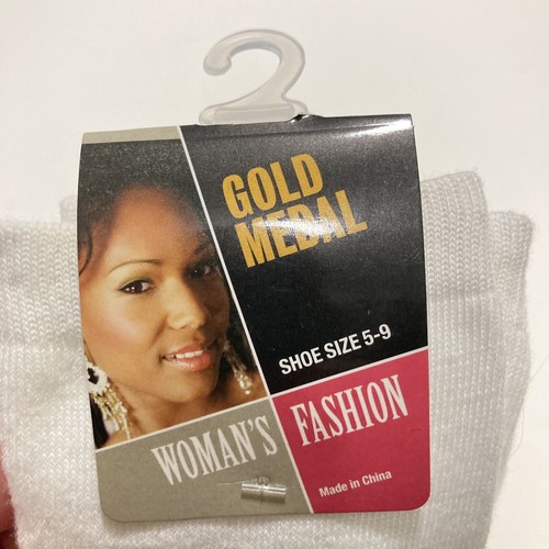 Gold Medal Women's Shoe Size 5-9 White Lightweight Socks NWT Mid Century - Picture 2 of 3