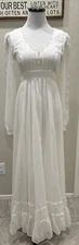Gunne Sax Romantic Renaissance Prom Bridal Dress SZ 9 Lace Insert Long Sleeves