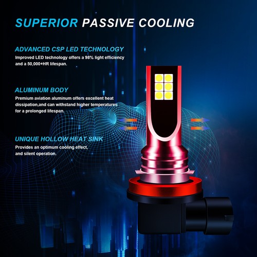 H11 LED Headlight Super Bright Bulbs LOW BEAM Headlamp White 6000K 2-Pack - Foto 6 di 16