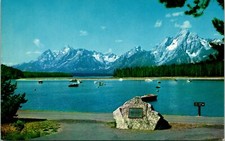 Grand Teton National Park WY Boat Harbor Colter Bay Postcard unused (13999)