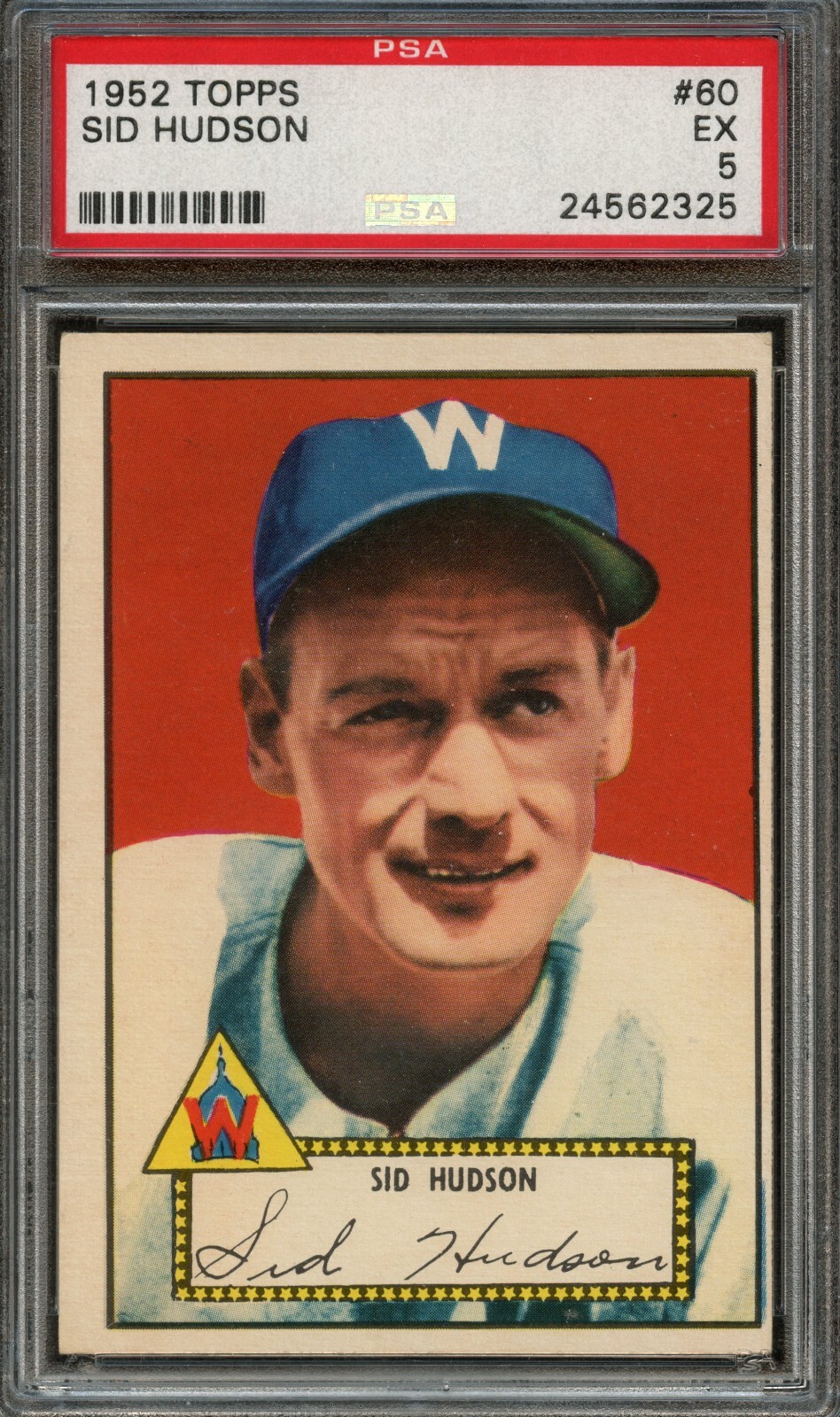 BB - 1952 Topps - 60 - Sid Hudson - PSA 5 - EX