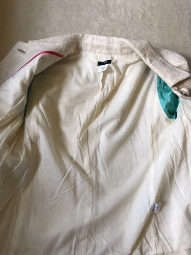 J.CREW Cotton/Linen Ruffle Sleeve Jacket Tan/Ivory Tweed 10 - Picture 2 of 5