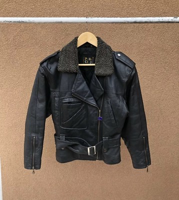 Women's Vintage 1980's 80's Pelle Club Leather Motorcycle Jacket