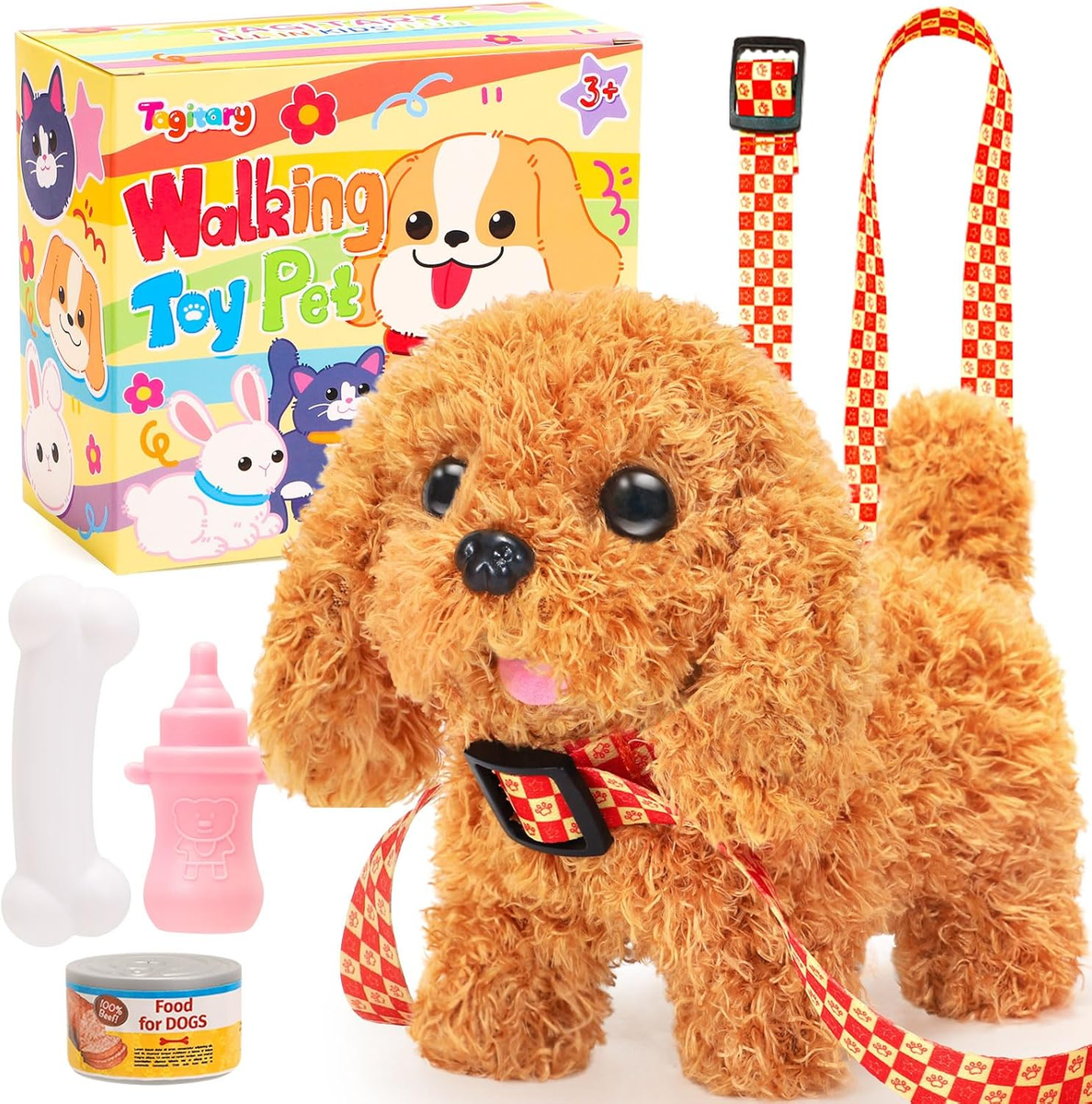 Plush Toys Puppy Electronic Toy Dogs That Walk and Bark,Tail Wagging Fake  Dog In