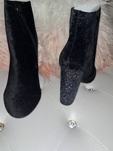 NEW Call It Spring Talcahuano Black Velvet Glitter Heel Ankle Boots Sz 11 $74.99 - Picture 3 of 12