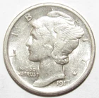 1917 Mercury Dime AU (W166)