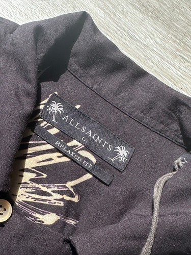 ALL SAINTS TIN GREY "SHIBU" RELAXED FIT FLORAL S/S SHIRT TOP - LARGE - NEW TAGS - Picture 9 of 14