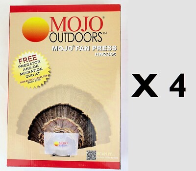 FOUR(4) - Mojo Outdoors Turkey Fan Press Trophy Mount Hunting Decoy Blind Hide