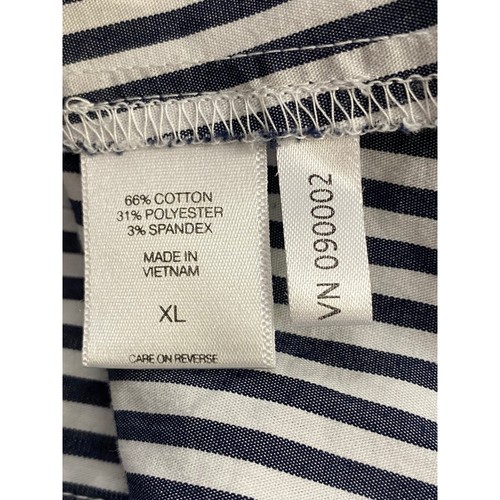 7th Avenue Striped Button Down Top 3/4 Sleeve Career Blouse XL Coastal Cool - Picture 5 of 6