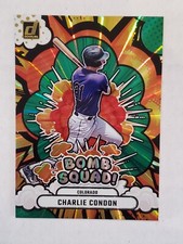 CHARLIE CONDON 2025 Donruss BOMB SQUAD GREEN LASER #8 Rockies