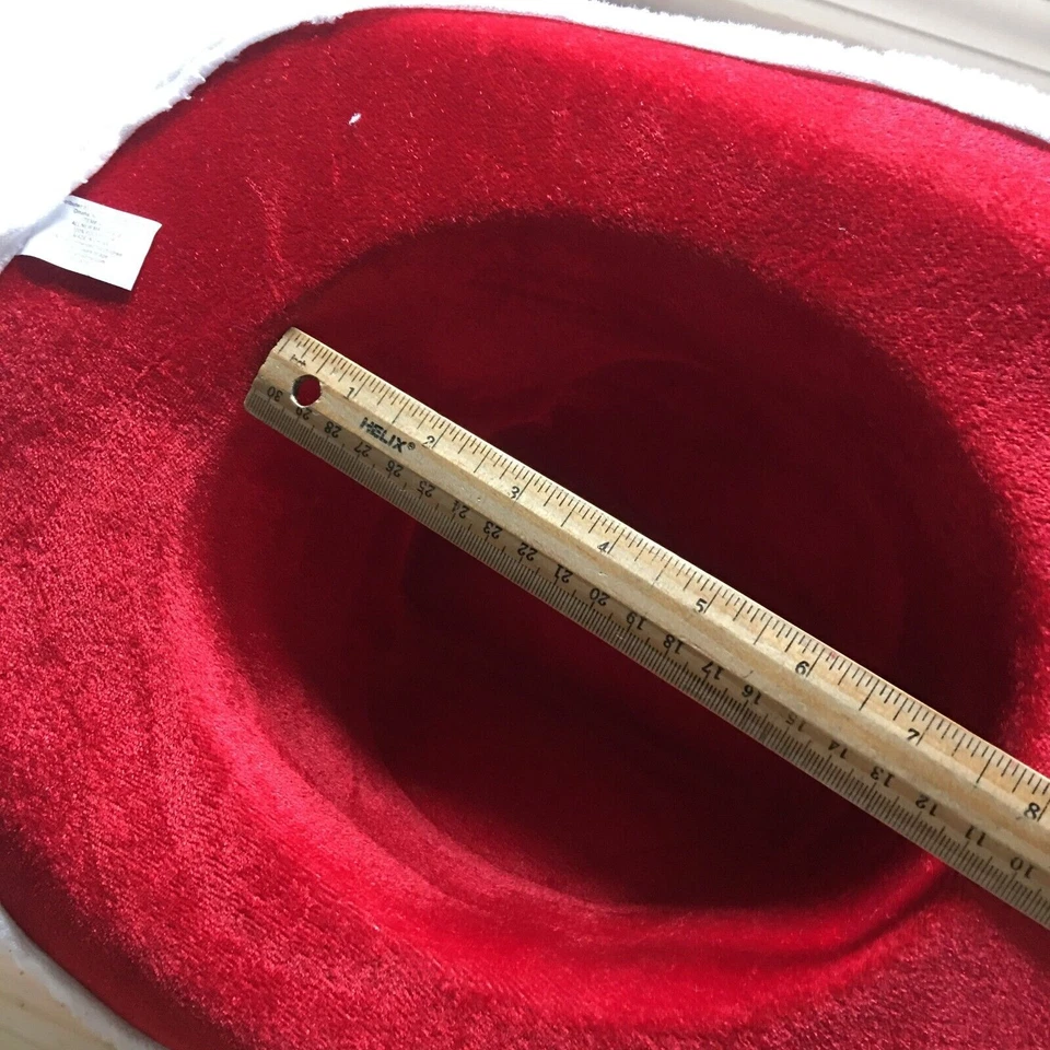 Red & white Unisex Santa Western Cowboy Costume Hat Size 7-1/4 - Image 3 of 4