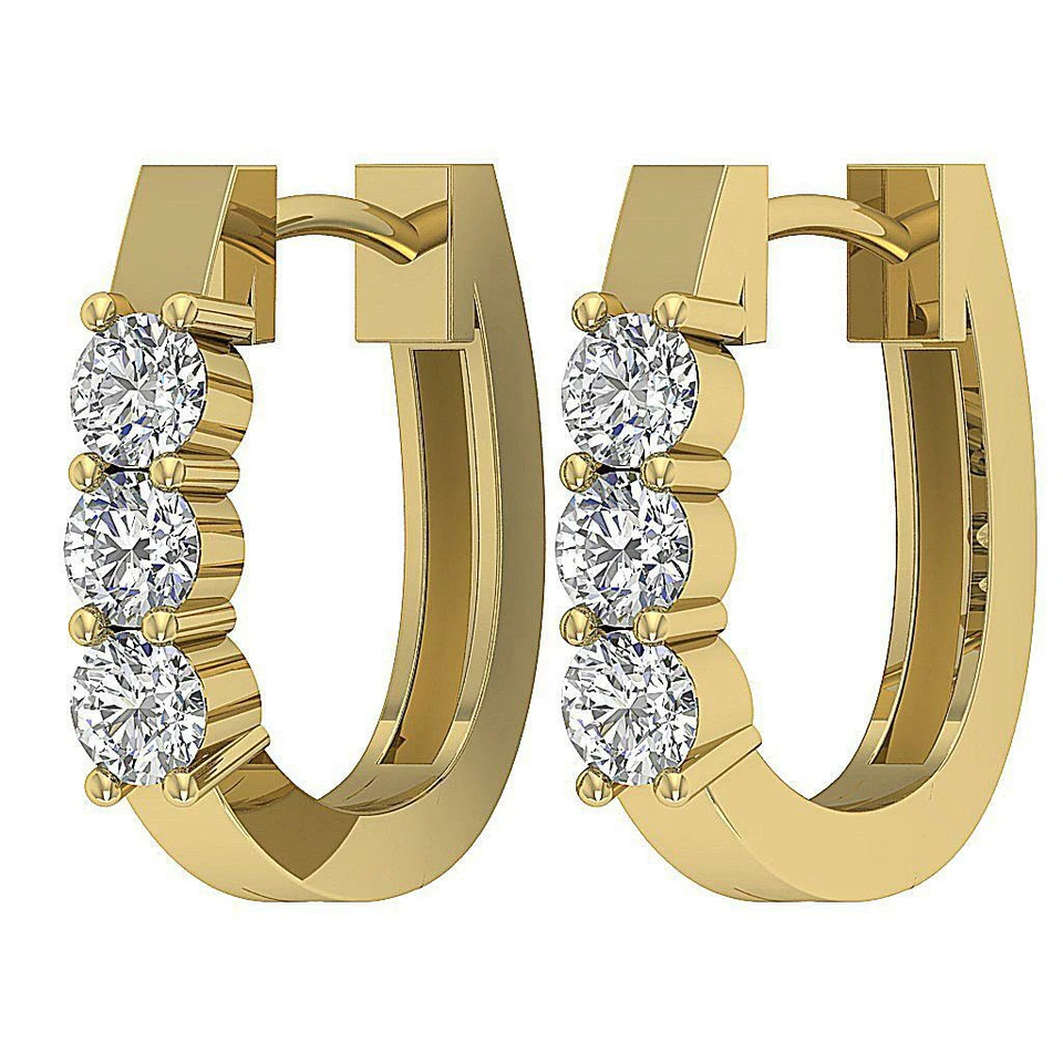 Hoops Earrings 0.70 Ct Natural Diamond SI1 G 14K White Gold 0.50Inch Appraisal - Image 4 of 4