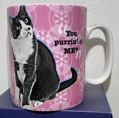 Konitz Mug Cats & Dogs - You Purrin' At Me? Cute Cat Mug Good Kitty EUC