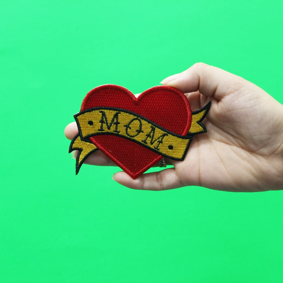 Mom Heart Tattoo Embroidered Iron On Patch - Image 2 of 2