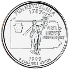 1999 D Pennsylvania Quarter.  Uncirculated From US Mint roll.
